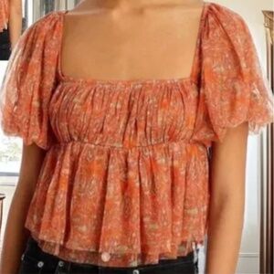 Floral Penelope Smocked Puff Sleeve Baby Doll Top